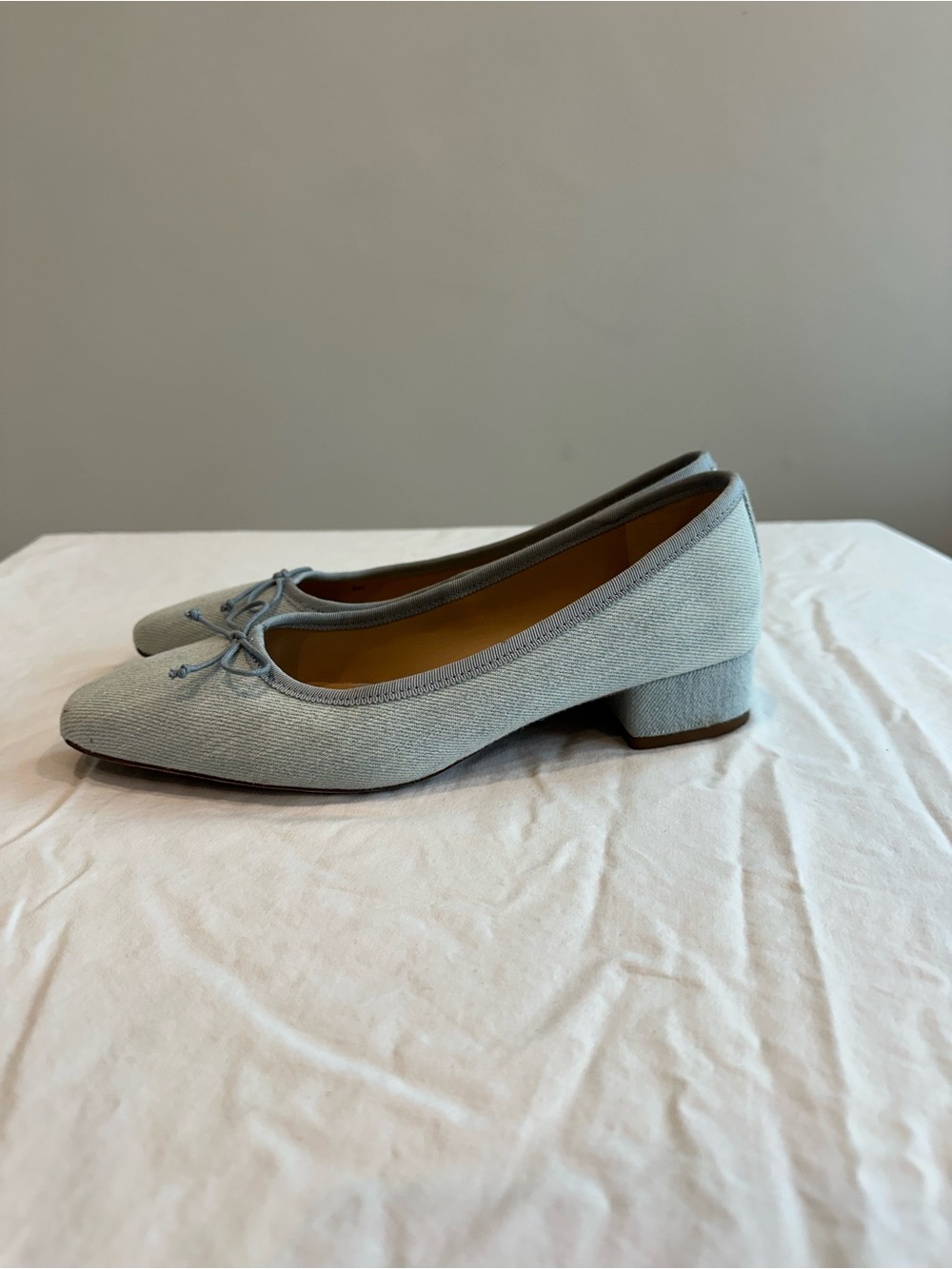 Veronica Beard Light Blue Low Block Heel Ballet Flats